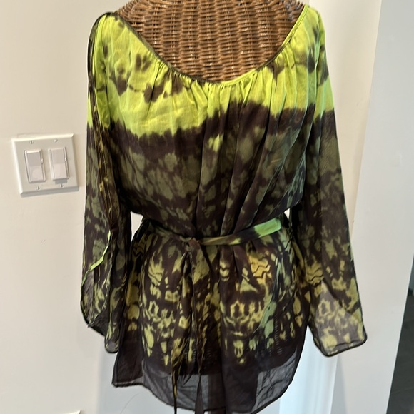 ⭐️ 2 for $10 OR $7 each ⭐️ Max Azria Moss Combo Tunic * slit arms * Tie * US XS - Picture 1 of 6